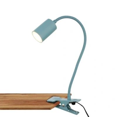Image de BRILONER lampe de bureau avec interrupteur à fil, couleur lumière blanc chaud, orientable, fiche, lecture, pince, 40cm, bleu