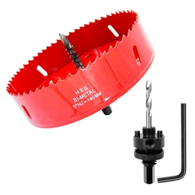 Image de Scie cloche 140mm, LAIWEI A2 mèche à arbre pour usage intensif, foret 4341,outil de perçage percer des trous dans différents types bois, aluminium, PVC, etc.