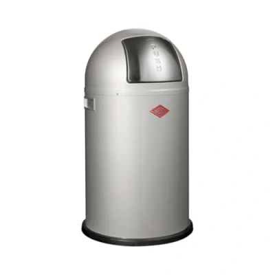 Image de WESCO Poubelle Pushboy junior de couleur argentée, tôle d&#039;acier revêtue par pulvérisation, volume 22 litres, grand rabat en acier inoxydable, récipient intérieur amovible