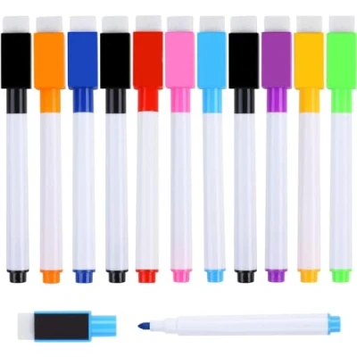 Image de DERAYEE Feutre Effacable,11Pièces Tableau Blanc Feutres Ardoise Effacables pour la Maison l’École Et le Bureau