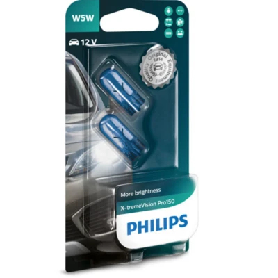 Image de PHILIPS 12961XVPB2 Ampoule, feu clignotant 12 5 W5W, Lampe à socle en verre PEUGEOT: 307 3/5 portes, 207 407 SW, MERCEDES BENZ: CLS Coupe
