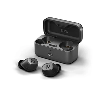 Image de Epos GTW 270 Écouteurs sans Fil Gaming, Bluetooth, Conception Fermée Réduisant le Bruit, Deux Micros, Ergonomiques, Étanches IPX 5, Étui Charge Portable, 20 h de Jeu Noir/Gris