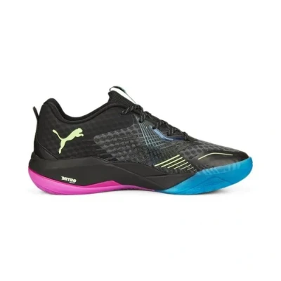 Image de PUMA Mixte Eliminate Power Nitro II Chaussure de Terrain intérieur, Black Fizzy Light Ocean Dive Festival Fuchsia, 44.5 EU