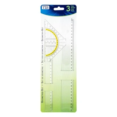 Image de TSI Set de géométrie (règle 17 cm, règle 30 cm et équerre 16 cm), transparent, N d&#039;art. 46293