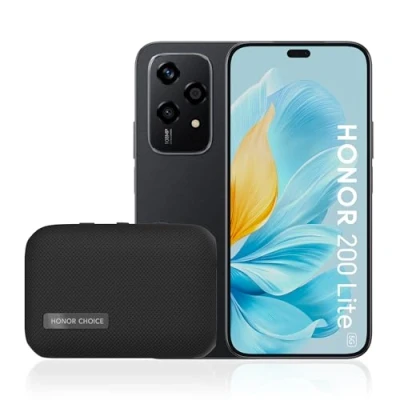 Image de HONOR 200 Lite + Enceinte Bluetooth M1, Smartphone 5G, écran AMOLED Anti Chute 6,7 Pouces, 8 Go 256 Go, Triple Appareil Photo arrière 108 Mpx, Avant 50 Double SIM, Noir