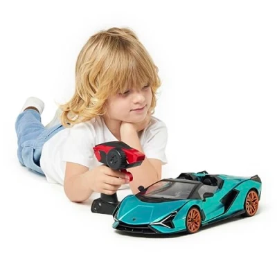 Image de CMJ RC Cars Lamborghini Sian sous Licence Officielle : Modèle télécommandé à l’échelle 1:12, avec Batterie 7,4 V 900 mAh, Vitesse de 12 km/h, lumières LED et télécommande 2,4 GHz