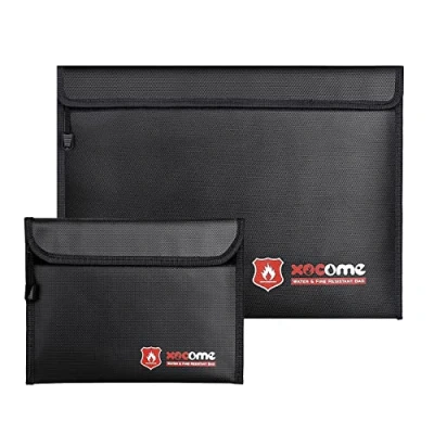 Image de Sacs Anti feu,2 Porte Documents ignifuges et étanches avec Fermeture éclair Sac étanche à feu pour de Passeport bandatei d&#039;argent,en Fibre Verre qualité supérieure