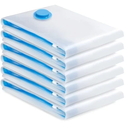 Image de Sacs de Rangement Sous Vide 6 Pièces 80x60cm Sac Vêtements Aspirateur Housse Voyage Réutilisables et Durables pour Vêtements, Couettes, Literie Oreillers Manteaux