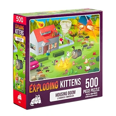 Image de Exploding Kittens Jigsaw Puzzles For Adults Housing Boom 500 Piece Family Fun &amp; Game Night