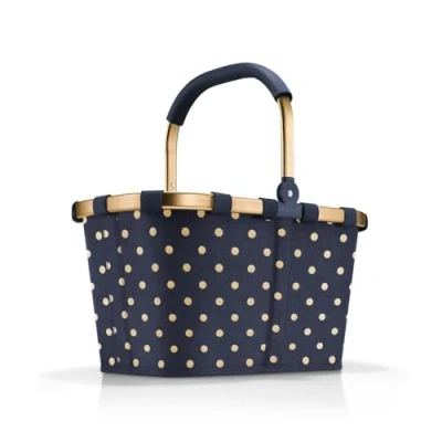 Image de reisenthel Carrybag Frame Metallic Dots Blue Panier à provisions Stable avec Beaucoup d&#039;espace de Rangement et Poche intérieure Pratique Design élégant imperméable