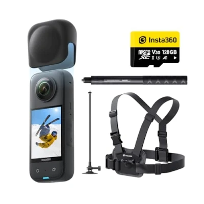 Image de Insta360 X3 Snow Bundle Caméra d&#039;action étanche à 360 avec capteur 1/2&quot;, 5,7K 360, Photos 72MP stabilisation, écran Tactile 2,29&quot;, rétroaction de Vibration, Traitement IA, Streaming en