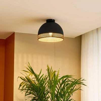 Image de Lindby Lonnaris plafonnier avec rotin, fixe