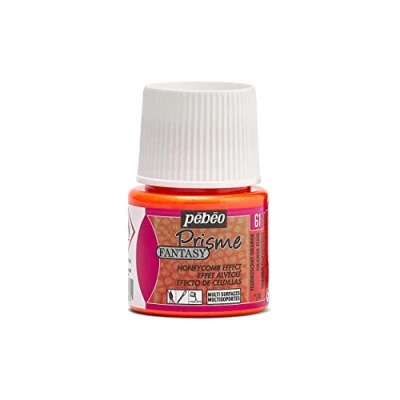 Image de Pébéo Fantasy Prisme Orange fluo Peinture Effet Alvéolé Rendu Multisupport 45 ml