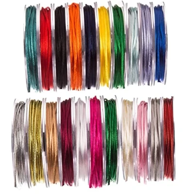 Image de SR SUPER RIBBONS®™ Bobine complète de 3 mm Cordon en Soie satinée, 20 mètres sur Blanc cassé
