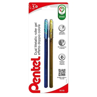 Image de Pentel K110 Hybrid Dual Metallic 1 pc bleu + vert métallisé /1 or