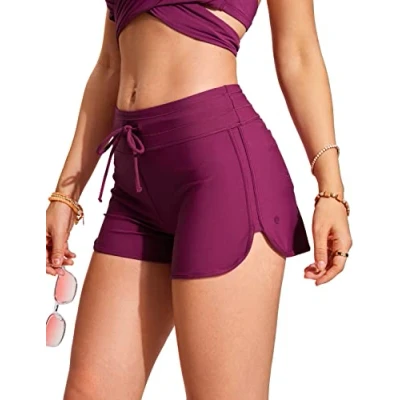 Image de CRZ YOGA Short de Bain pour Femme avec Cordon Serrage à séchage Rapide 7.6 CM Fuchsia 42