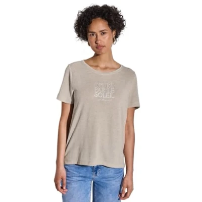 Image de Street One A322697 T Shirt avec Inscription, Moonstone Sand, 38 Femmes
