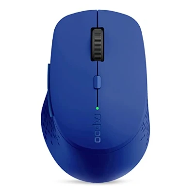 Image de Rapoo souris optique sans fil Multi mode 2,4GHz/BT 3.0/BT 4.0 &quot;M300&quot; (bluetooth, d&#039;ordinateur, design, avec boutons et molette de défilement) Bleu