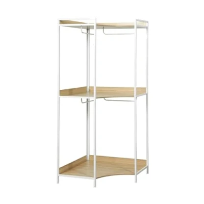 Image de Module dressing d&#039;angle SWEEEK Blanc 4 penderies 2 étagères Design contemporain