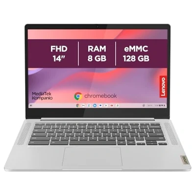 Image de Lenovo IdeaPad Slim 3 Chromebook 14M868 Ordinateur Portable 14&#039;&#039; FHD (MediaTek Kompanio 520, RAM 8Go, SSD 128Go, Arm Mali G52 2EE MC2 GPU, Chrome OS) Clavier AZERTY Français Gris