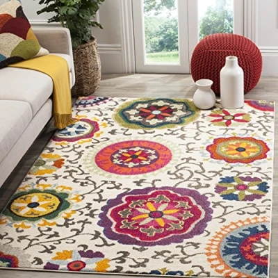 Image de Safavieh Grand Tapis de Salon rectangulaire pour Une Utilisation en intérieur, Polypropylène, Ivoire/Multi, 160 X 230 cm
