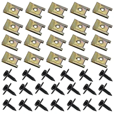 Image de Hayaww 20 Pcs Kit De Clips éCrous à Vis, Autotaraudeuse Vis Vitesse Pince Fixation Kits Garniture Enjoliveurs Passage Roue,Garde Boue Soubassement