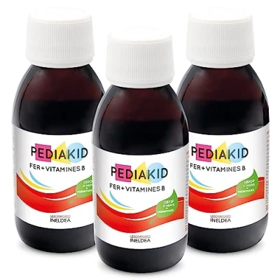 Image de Pediakid Complément Alimentaire Naturel Fer + Vitamines B Formule Exclusive au Sirop d&#039;Agave Optimise les Apports en Contribue à Réduire la Fatigue Lot de 3 Flacons 125ml