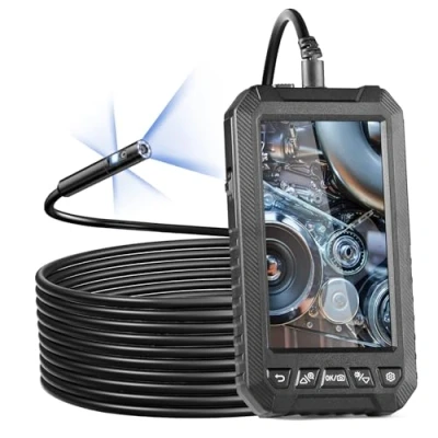Image de VEVOR Endoscope à Triple Objectif, Caméra Endoscopique avec 8 + 2 Lumières LED, Écran IPS 5&quot;, Câble 5 m, Carte 32 Go, Étanche IP67 pour Inspection Automobile, Vidange, Canalisation, Plomberie