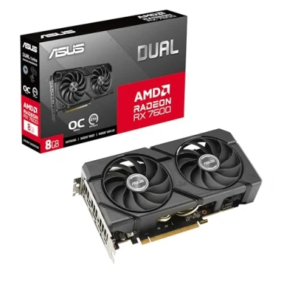 Image de ASUS DUAL Radeon RX 7600 Evo OC Edition Carte Graphique GDDR6 8 Go (AMD RX7600, PCIe 4.0, 1 x HDMI 2.1, 3 DisplayPort 1.4a, RX7600 O8G EVO)