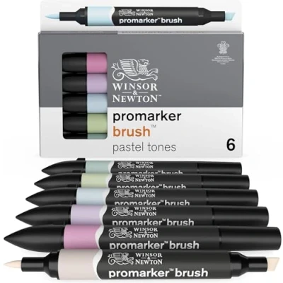 Image de Winsor &amp; Newton Promarker Brush Set de 6 Tons pastels