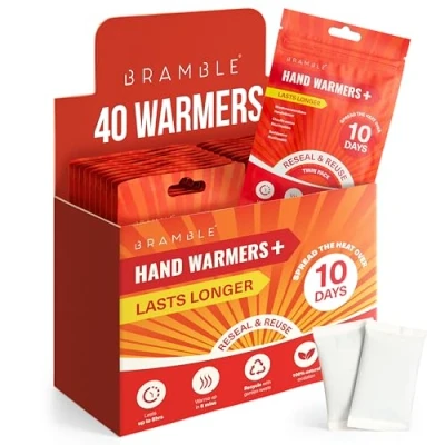Image de BRAMBLE 40 Chauffe Mains Réutilisables (20 Paires, 8 Heures de Chaleur Pendant 10 Jours) Chaufferettes Main Hand Warmer