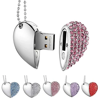 Image de GARRULAX Cle USB, Premium imperméable clé USB2.0, 8Go / 16 Go 32Go Cles USB Type de Coeur Diamant Stockage données Haute Vitesse Memory Stick Pendrive