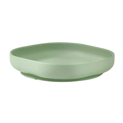 Image de BÉABA, Assiette Ventouse pour Enfant, 100% silicone, matière douce et resistante, Adhère table/tablette chaise haute, Languette permettant de soulever l’assiette, Compatible micro onde, Vert Sauge