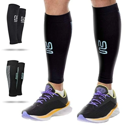 Image de Modetro Sports Manches à compression de mollet périostite tibiale, Circulation &amp; crampe aux jambes course, Jogging, vélo, pour une performance améliorée