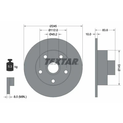Image de TEXTAR 92072100 Disque de frein 245 10 05/05 112 plein sans boulon fix roue, avec moyeu roue AUDI: A4 B5 Avant, Berline