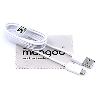 Image de Câble de charge pour Samsung Galaxy S7, S7 Edge, S6, S6 Tab 4, A (2016), E, S, S2 données USB Micro 1,2m avec chiffon nettoyage d&#039;écran mungoo