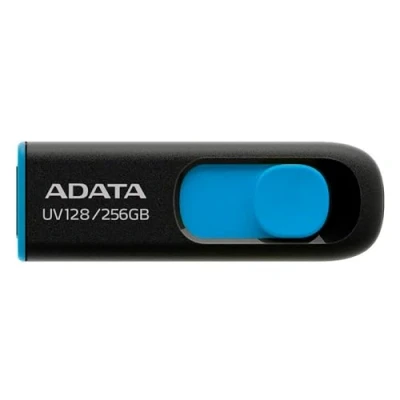 Image de ADATA Clé USB UV128 256GB, 3.0 Memory Pen Stylo rétractable sans Capuchon Noir/Bleu