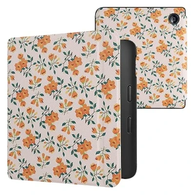Image de kwmobile Étui Compatible avec Kobo Libra 2 Coque à Rabat magnétique Tablette eReader Similicuir Jaune Vert Beige