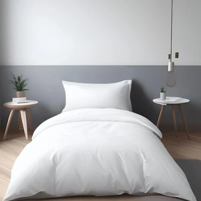 Image de LivinEase Housse de Couette 135x200 cm avec 1 Taie d&#039;oreiller 80x80 Parure Lit Simple en Microfibre Brossée Douce Blanc
