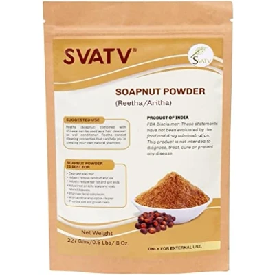 Image de SVATV Noix De Lavage Poudre Reetha Aritha Savon Sapindus Laurifolia Pour Cheveux Soyeux Excellent Conditionneur 227 Grammes