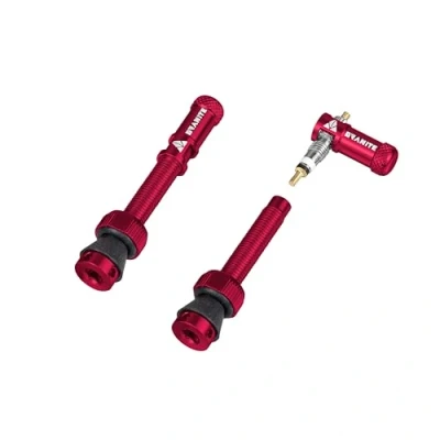 Image de Granite Juicy Nipple Bouchon de Valve et Ensemble Presta 44mm Couleur Assortie, Capuchons pour Pneus avec Fonction d&#039;Extraction du Noyau (Rouge)