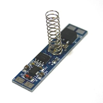 Image de Interrupteur LED à gradateur tactile, gradation 12V 24V 4A avec indicateur bleu pour profilé en aluminium. (1 PIÈCE)