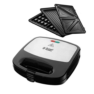 Image de Russell Hobbs Appareil Croque Monsieur [Multifonction 3 en 1] Fiesta (Gaufrier, Sandwich, Gril, Plaques antiadhésives lavables au lave vaiselle, extensible : cake pop, mini donut, churros) 24540 56