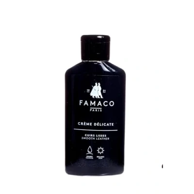 Image de Famaco Crème Délicate 125ml pour Cuirs Lisses NOIR Lait Nourrissant à Base de Cire Nettoie, nourrit et Assouplit en Douceur les Chaussures