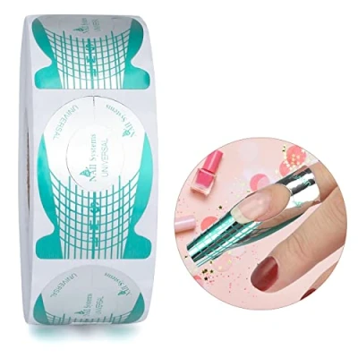 Image de G2PLUS Papier à Formes pour Ongles,Chablon Ongle Professionnel Rouleau de 500 Papiers Ongles Extension et Modelage D&#039;ongles Vert