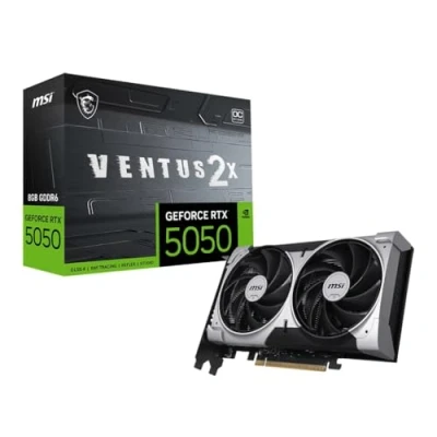 Image de Carte graphique MSI RTX 5050 8G VENTUS 2X OC 8 Go GDDR6 2560 cœurs CUDA Refroidissement TORX 5.0