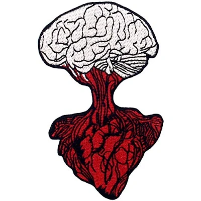 Image de Patch brodé en forme de Coeur avec cerveau, à coudre ou coller fer repasser