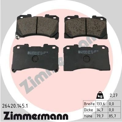 Image de ZIMMERMANN 26420.145.1 Jeu de plaquettes frein avec indicateur d&#039;usure la photo correspond au contenu livraison TOYOTA: Yaris IV