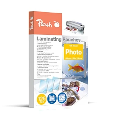Image de Peach S PP525 19P Lot de 125 films plastification Taille photo 106 x 156 mm microns Pour tous les appareils courants