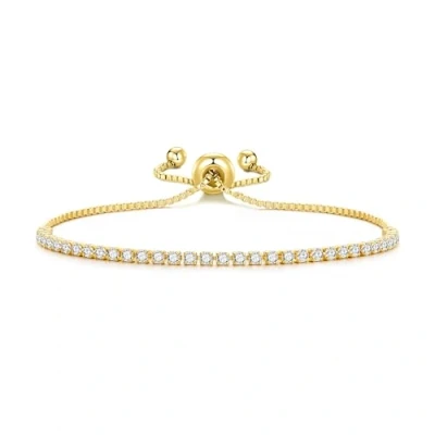 Image de Philip Jones Bracelet rivière réglable plaqué or de 2 mm créé avec des cristaux Zircondia®, Adjustable, Cristal, Cristal Zircondia®